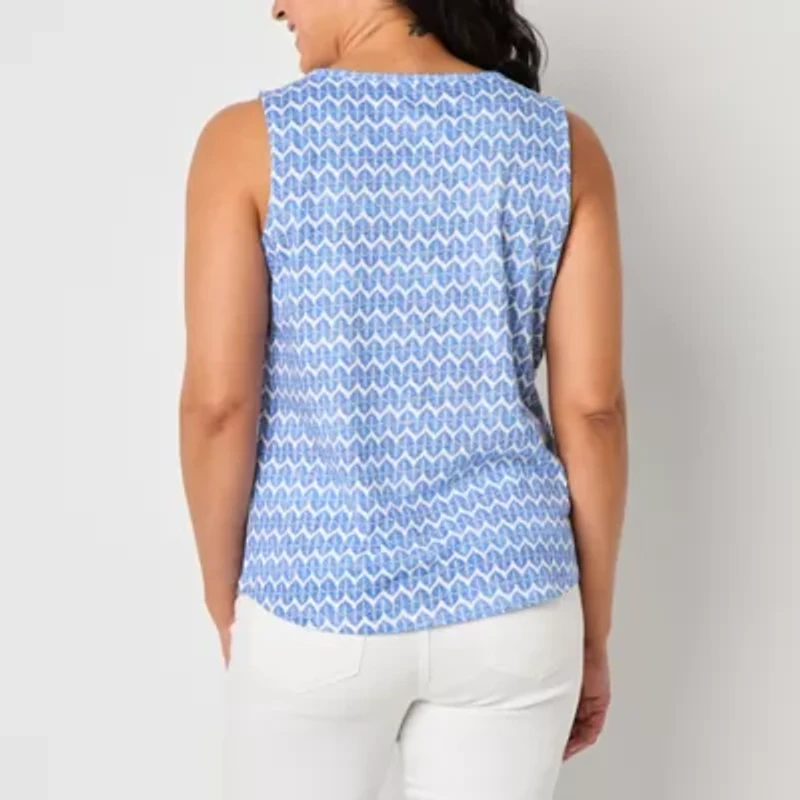 St. John's Bay Womens Tall Keyhole Neck Sleeveless Tank Top