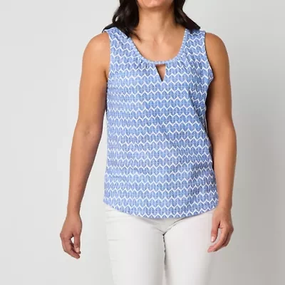 St. John's Bay Womens Tall Keyhole Neck Sleeveless Tank Top