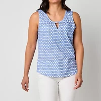 St. John's Bay Womens Tall Keyhole Neck Sleeveless Tank Top