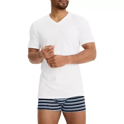 Jockey Cotton Stretch Mens 2 Pack Short Sleeve V Neck Moisture Wicking T-Shirt Tall