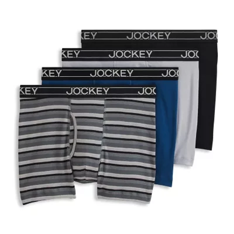 Jockey Lightweight Cotton Blend Mens 4 Pack Boxer Briefs 2544