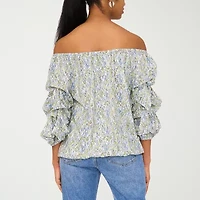 Sam And Jess Womens Off Shoulder Balloon Sleeve Blouse