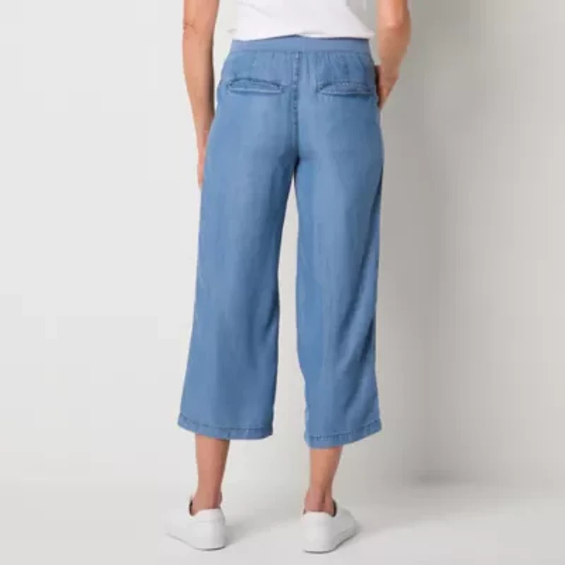 St. John's Bay Womens Plus Wide Leg High Rise Capri Pant