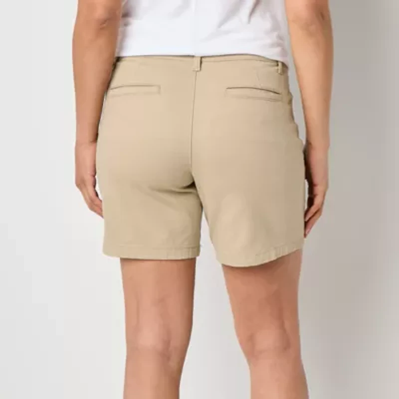 St. John's Bay Womens 8" Mid Rise Plus Chino Short