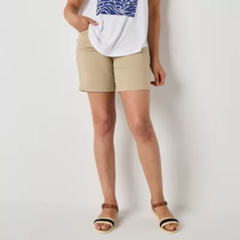 St. John's Bay Womens 8" Mid Rise Plus Chino Short