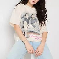 Arizona Womens Crew Neck Short Sleeve Oversized Juniors Graphic T-Shirt