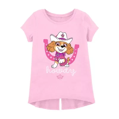 Toddler Girls Round Neck Short Sleeve Regular Fit Paw Patrol Graphic T-Shirt
