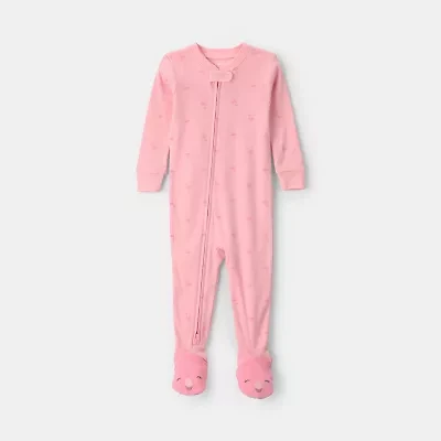 Carter's Baby Girls Footed Round Neck Long Sleeve One Piece Pajama