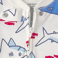 Carter's Baby Boys Footed Round Neck Long Sleeve One Piece Pajama