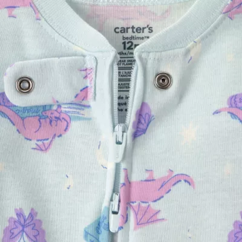 Carter's Baby Girls Footed Round Neck Long Sleeve One Piece Pajama