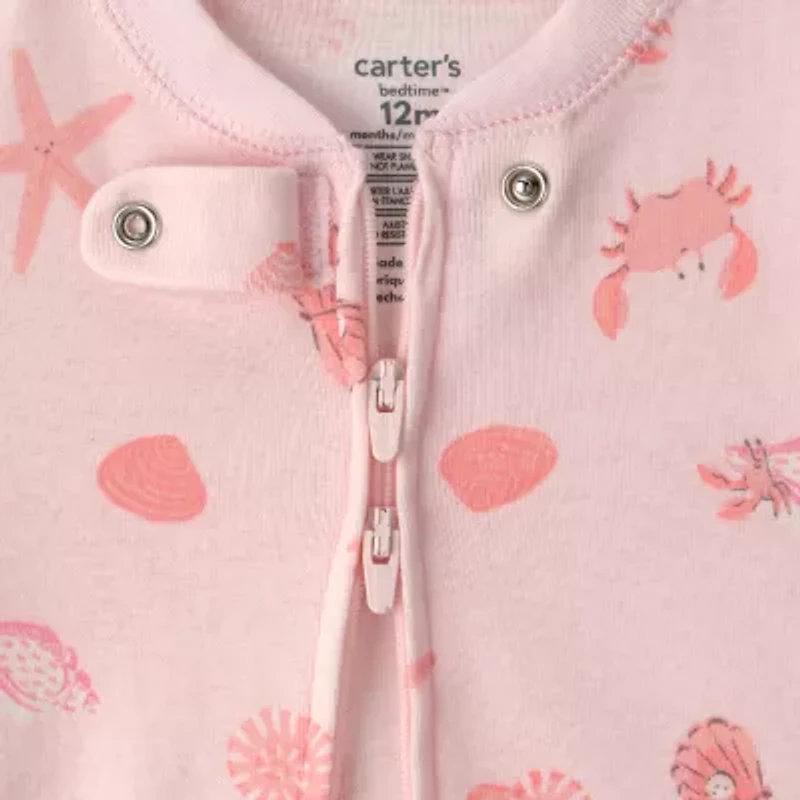 Carter's Baby Girls Footed Round Neck Long Sleeve One Piece Pajama