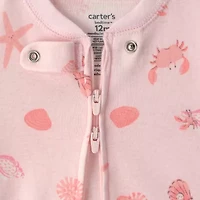 Carter's Baby Girls Footed Round Neck Long Sleeve One Piece Pajama