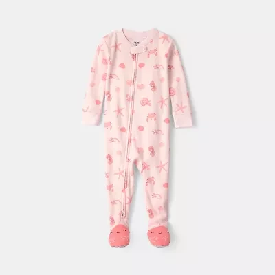 Carter's Baby Girls Footed Round Neck Long Sleeve One Piece Pajama