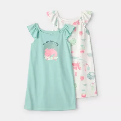 Carter's Little & Big Kid Girls Scoop Neck Short Sleeve 2-pc. Nightgown