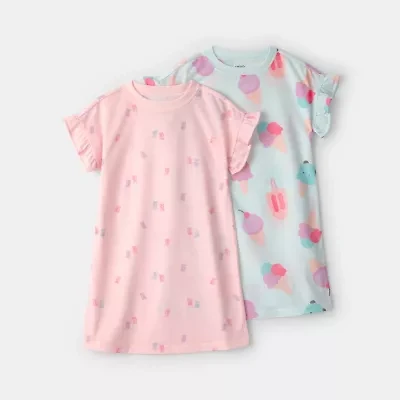 Carter's Little & Big Kid Girls Round Neck Short Sleeve 2-pc. Nightgown