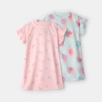 Carter's Little & Big Kid Girls Round Neck Short Sleeve 2-pc. Nightgown