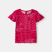 Oshkosh Toddler Girls Round Neck Short Sleeve Americana T-Shirt