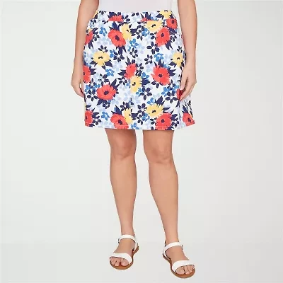 Hearts Of Palm Printed Pull On Womens Mid Rise Plus Skort