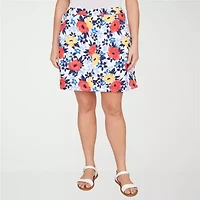 Hearts Of Palm Printed Pull On Womens Mid Rise Plus Skort