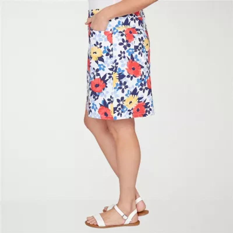 Hearts Of Palm Printed Pull On Womens Mid Rise Plus Skort