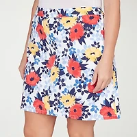 Hearts Of Palm Printed Pull On Womens Mid Rise Plus Skort
