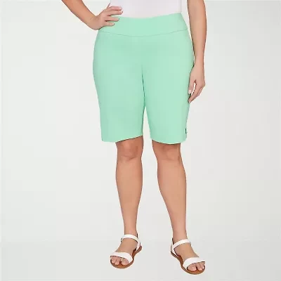 Hearts Of Palm Pull On Womens 11" Mid Rise Plus Bermuda Short