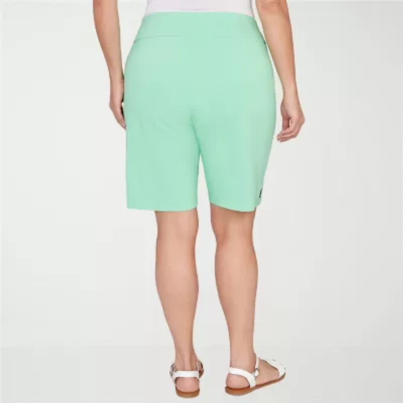 Hearts Of Palm Pull On Womens 11" Mid Rise Plus Bermuda Short