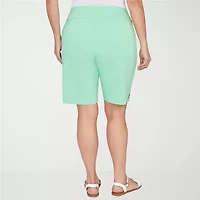 Hearts Of Palm Pull On Womens 11" Mid Rise Plus Bermuda Short