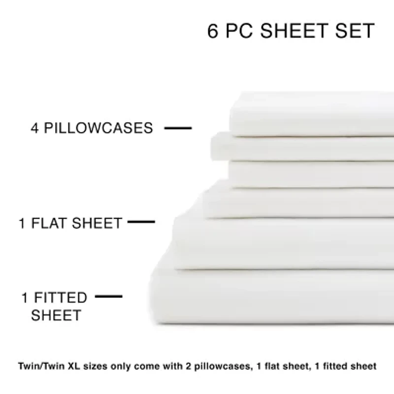 Home Expressions Cool And Crisp 6pc Cotton Percale Sheet Set
