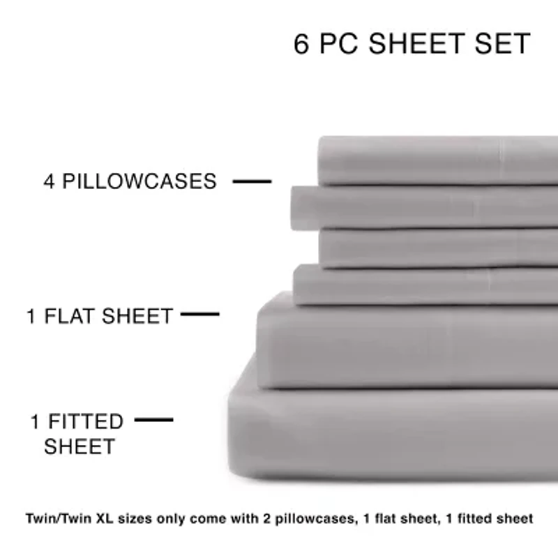 Home Expressions Cool And Crisp 6pc Cotton Percale Sheet Set