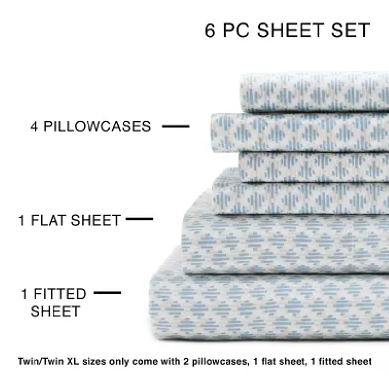 Home Expressions Cool And Crisp 6pc Cotton Percale Sheet Set