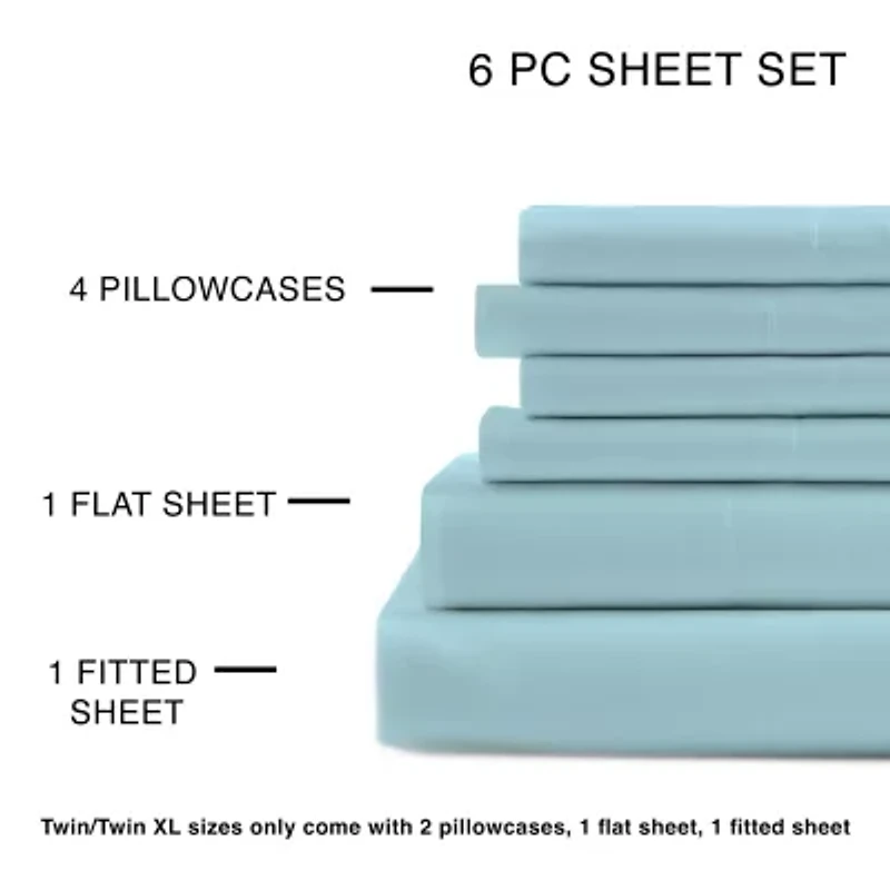 Home Expressions Cool And Crisp 6pc Cotton Percale Sheet Set