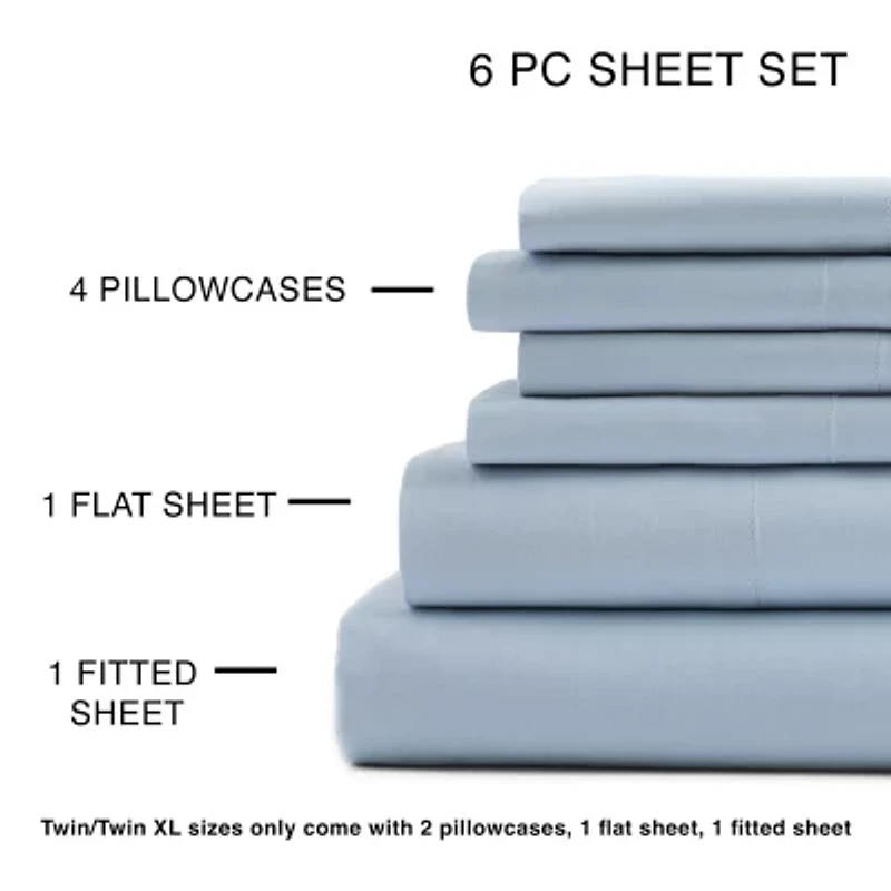 Home Expressions Cool And Crisp 6pc Cotton Percale Sheet Set
