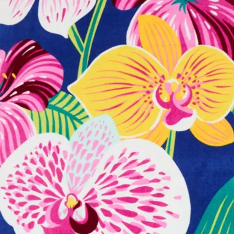 Outdoor Oasis Orchid Print Beach Towel