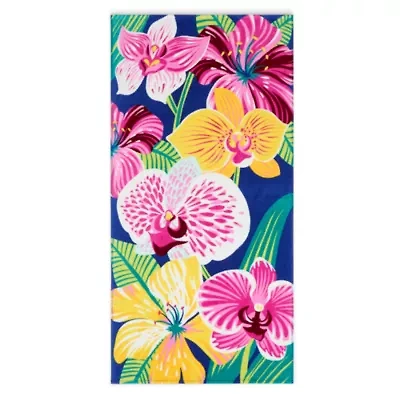 Outdoor Oasis Orchid Print Beach Towel