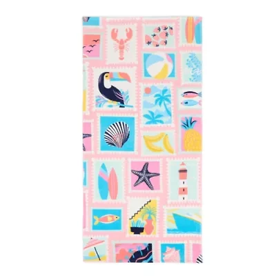 Outdoor Oasis Beach Stamps Print Beach Towel