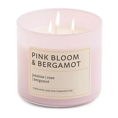Distant Lands 14oz Pink Bloom Bergamot 3-Wick Scented Jar Candle