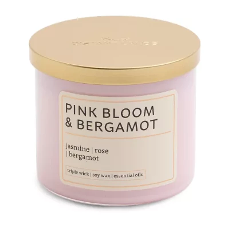 Distant Lands 14oz Pink Bloom Bergamot 3-Wick Scented Jar Candle