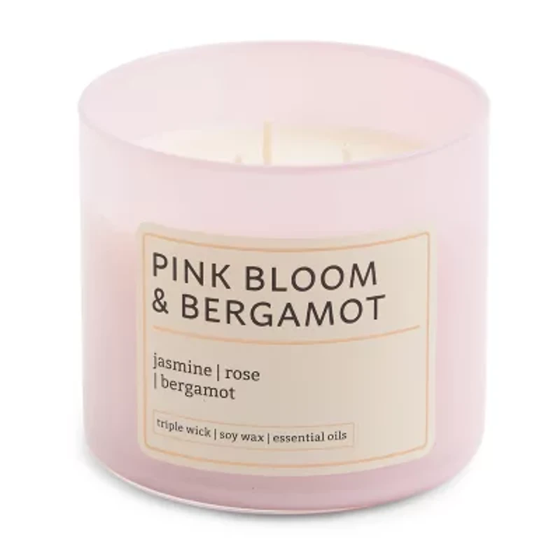 Distant Lands 14oz Pink Bloom Bergamot 3-Wick Scented Jar Candle