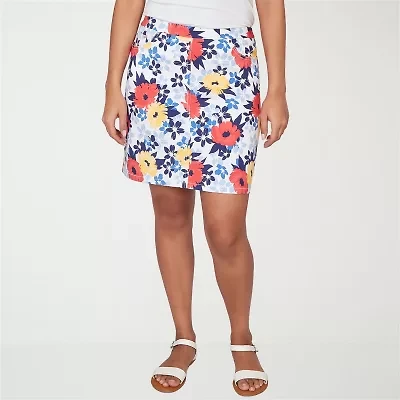 Hearts Of Palm Printed Pull On Womens Mid Rise Skort