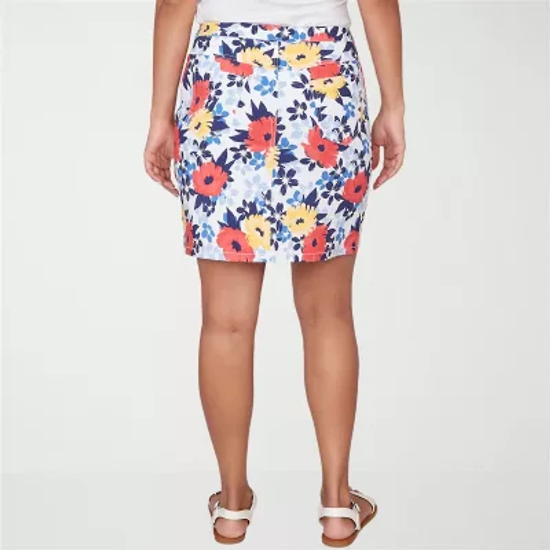 Hearts Of Palm Printed Pull On Womens Mid Rise Skort