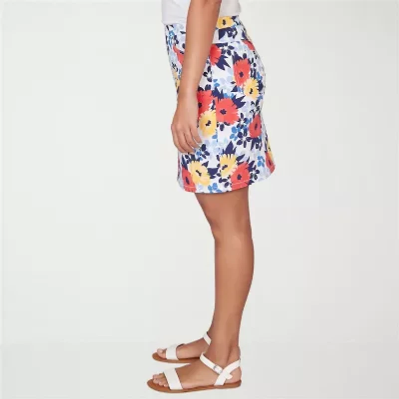 Hearts Of Palm Printed Pull On Womens Mid Rise Skort