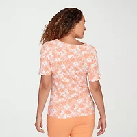 Hearts Of Palm Womens Keyhole Neck Elbow Sleeve Embellished Blouse