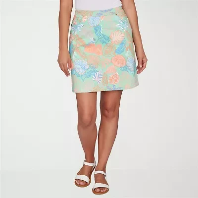Hearts Of Palm Printed Pull On Womens Mid Rise Skort