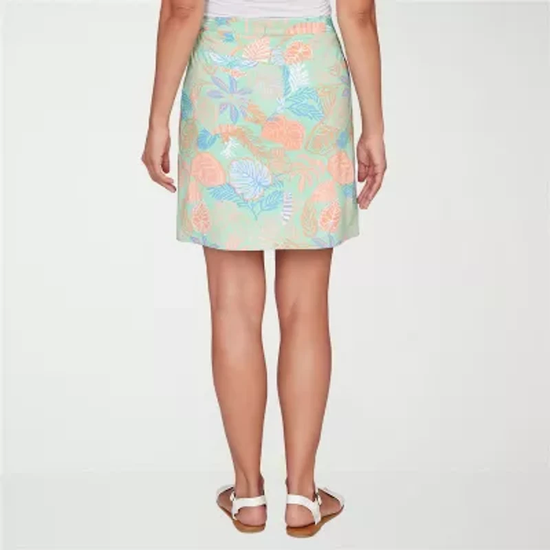 Hearts Of Palm Printed Pull On Womens Mid Rise Skort