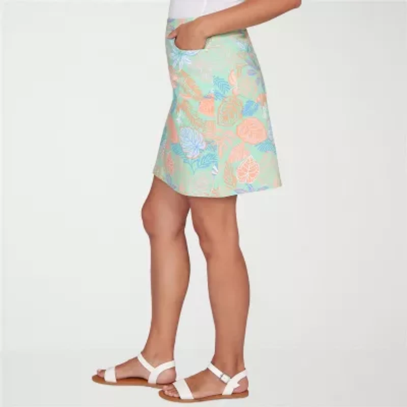 Hearts Of Palm Printed Pull On Womens Mid Rise Skort