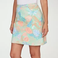 Hearts Of Palm Printed Pull On Womens Mid Rise Skort