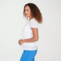 Hearts Of Palm Embellished Textured Womens V Neck Short Sleeve Blouse