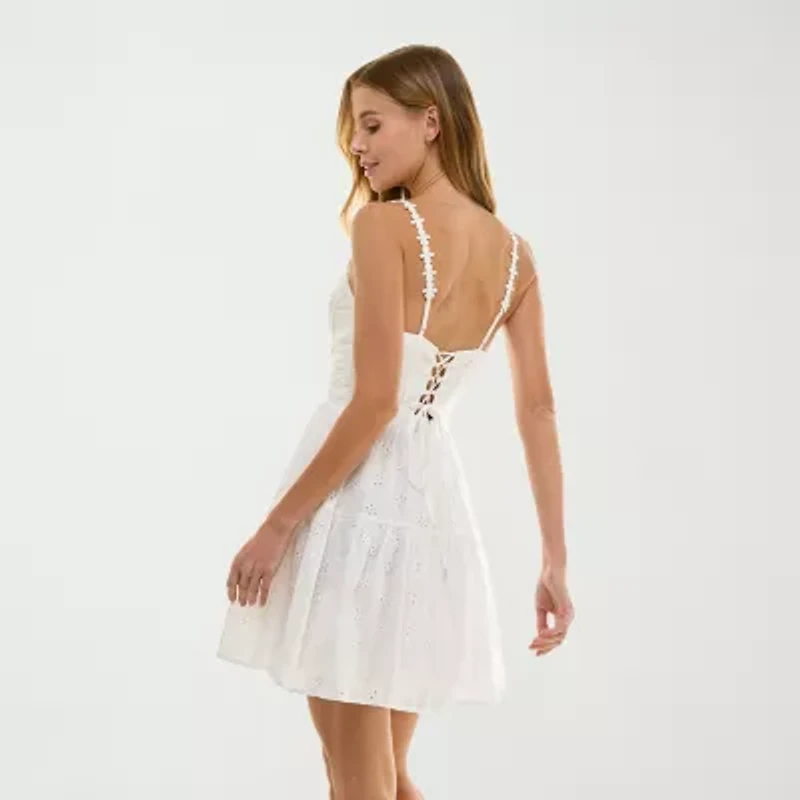 City Triangle Womens Juniors Short Sleeve Fit + Flare Dress