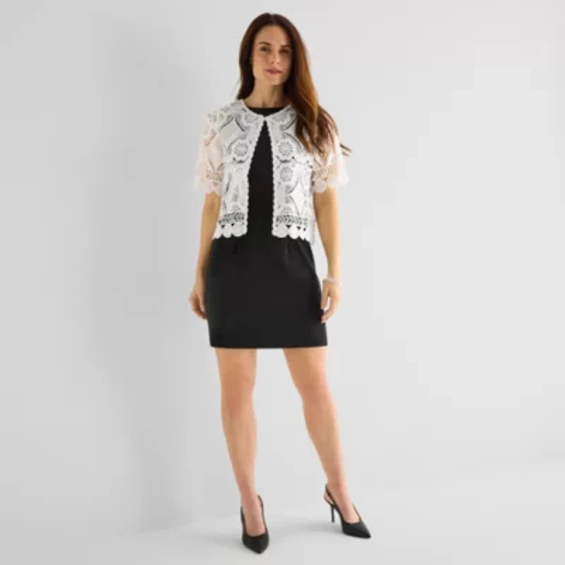 Rabbit Design Womens Round Neck Short Sleeve Geometric Shrug